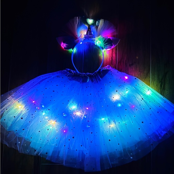 Brand New 2pcs LED Mermaid Tutu Set Mermaid Ears Mermaid Costume Party Dress - Picture 6 of 8